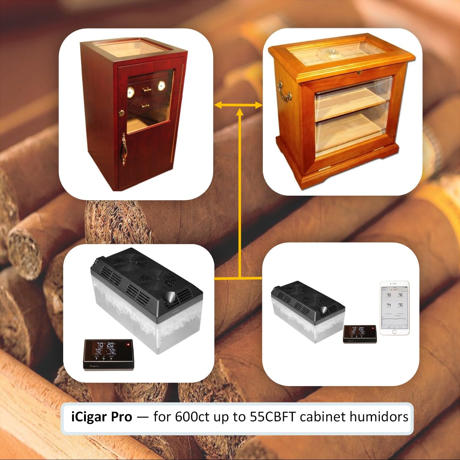 Le Veil Cigar Electronic iCigar Pro Humidifier System for Wooden Humidor Cabinet