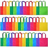 Elcoho 40 Pieces Non-Woven Party Favor Bags 8×8 Inch Resuable Goodie Gift Bag with Handles Tote Treat Bag for Birthday Party