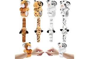Stuffed Animal Slap Bracelets for Kids, 8 Pack 8 Inch Animal Wrist Cute Snap Bracelets in Bulk Birthday Gifts for Boys and Gi