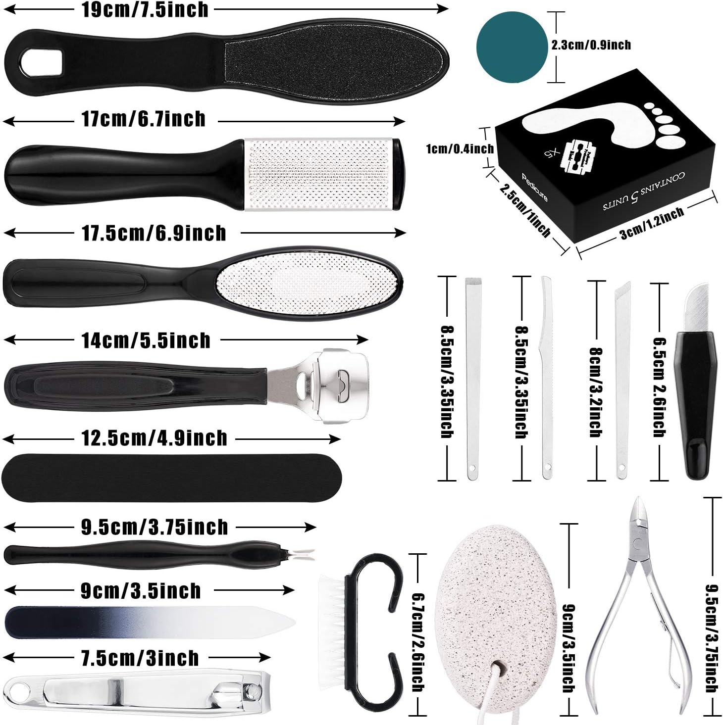 Whaline Pedicure Tools Kit, Dead Skin Tool Set 18 in 1, Stainless Steel Foot Callus Remover, Foot File Rasp - Image 3