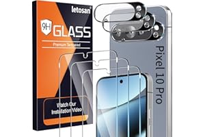 LETOSAN 3 Pack Glass Screen Protector for Google Pixel 10 Pro [6.3 inch] with 3 Pack Camera Lens Protector, 9H Tempered Glass, Fingerprint Unlock, HD Ultra-thin Bubble-Free