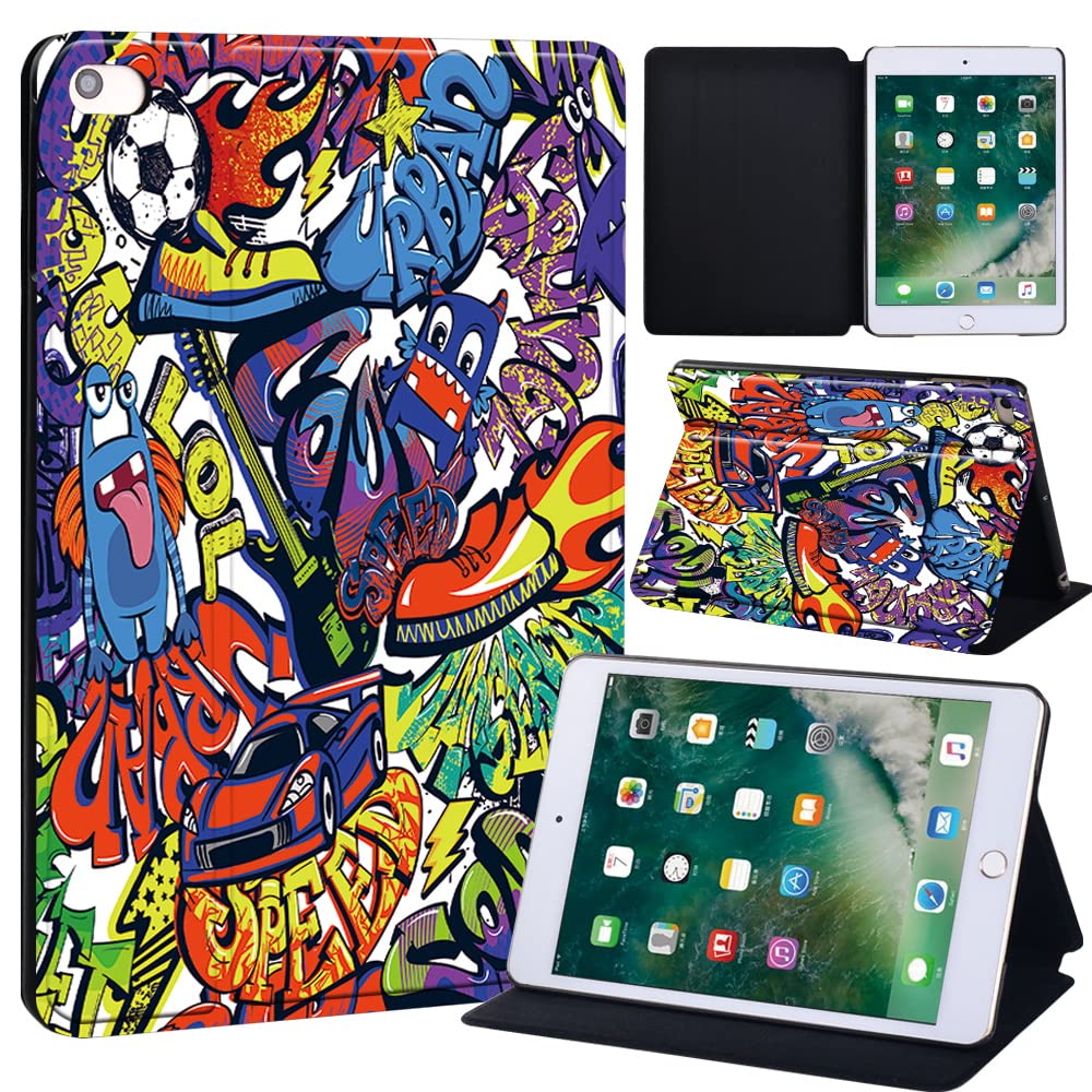 Graffiti Art Printed FINDING CASE Fit Apple iPad Mini 4/5 Tablet - Printed PU Flip Leather Smart Lightweight Shell Stand Cover Case for iPad Mini 4 Mini 5 (graffiti002)