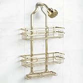Lawhood-Mijin Shower Caddy Hanging, Over Head Shower Caddy Shower Storage Rack Basket with Hooks for Razor and Sponge Rustproof, No Drilling, Accessories for Bathroom and Kitchen, Gold