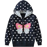 DDSOL Toddler Girl Zip Up Hoodie Dinosaur Jacket Hooded Heart Sweatshirt Fall Winter Kid Long Sleeve Shirt Pullover Top