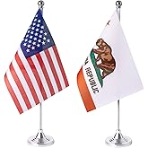 ZXvZYT 2 Pack American US California flag USA Calif CA State table flag,Small Mini United States Desk Flags With Stand Base,for U.S. States Party Events Celebration Decorations Supplies