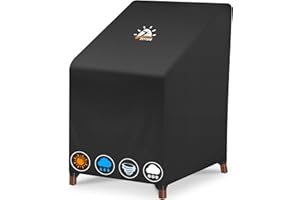 Zettum Stackable Patio Chair Cover - 600D Outdoor Chair Cover Waterproof & Heavy Duty, Lawn Furniture Stacking Seat Cover for 4 - 6 Outdoor Stackable Dining Chairs - 28 x 36 x 47 Inch
