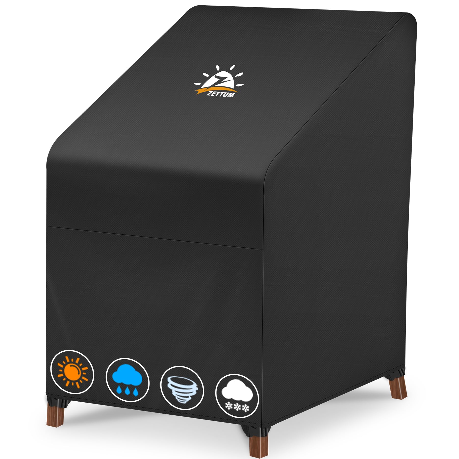 Zettum 70x90x80/120cm Garden Stacking Chair Covers Waterproof 600D PU Coating Outdoor Chair Covers Anti-UV Heavy Duty Stackable Chair Cover, Durable Windproof Patio Garden Chairs Cover