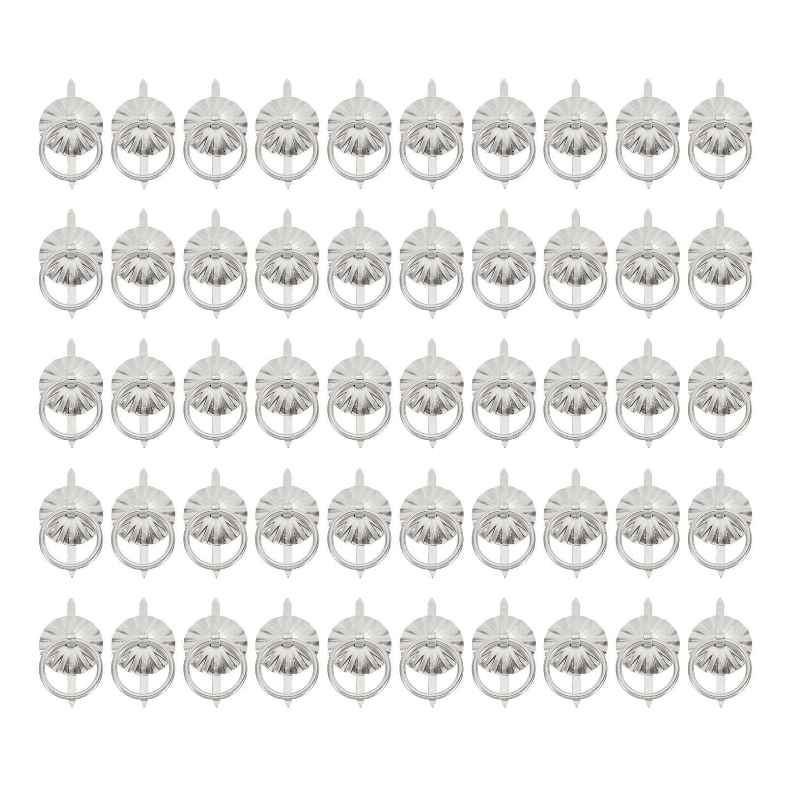 PATIKIL Metal Brad Fasteners, 50 Pcs Mini Brad Split Pins Brad Paper Fasteners Metal Pull Ring Handle for Decoration Accessories Art DIY Crafts, Silver