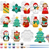 Leyndo 12 Pcs Christmas Ceramics to Paint DIY Plaster Painting Kits | Your Own Figurines with Unpainted Santa， Snowman， Xmas Tree， for Classroom Activity Art Projects Holiday Gifts Party Favors
