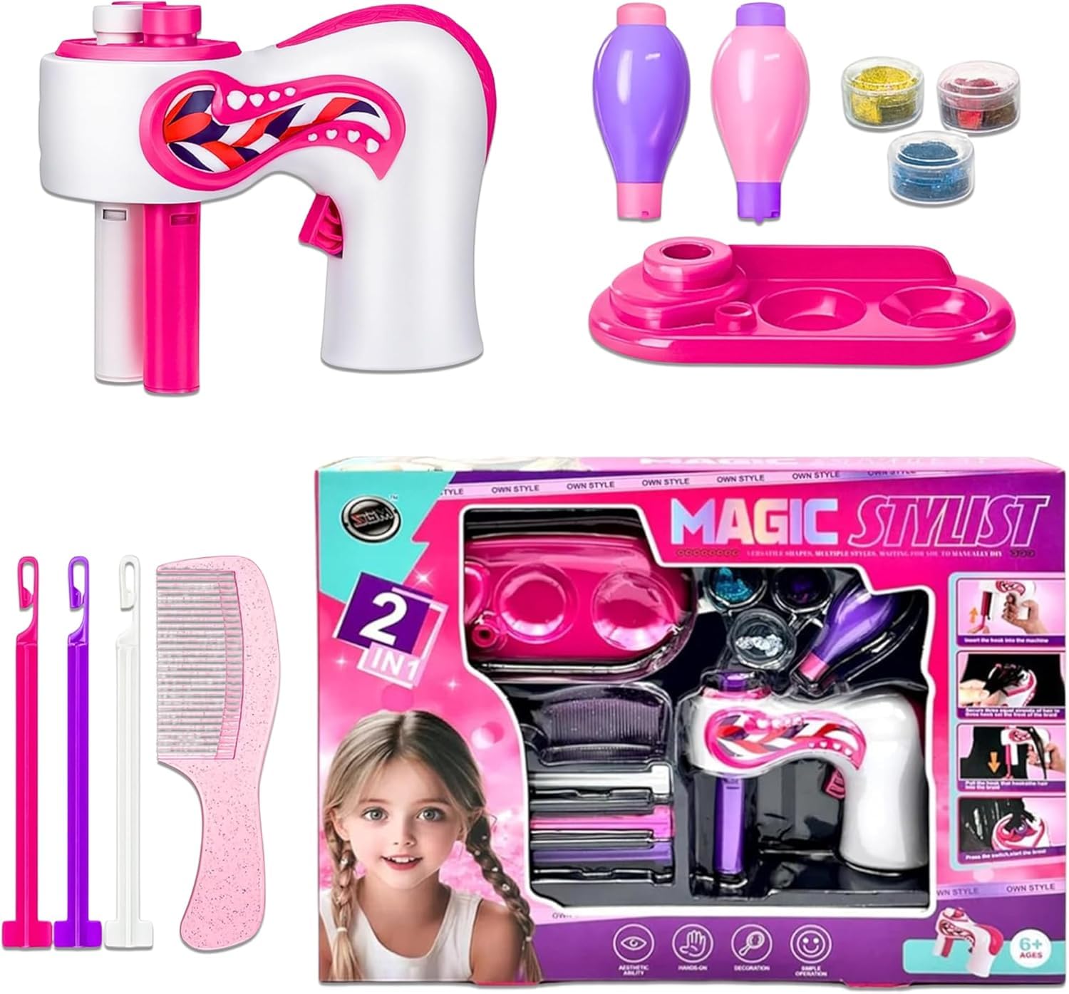 910 Hair Styling Styler Tools Hairdressing Decoration, Automatic Braiding Machine, Three-Twist Braid DIY, Fast Twist Hair Braiding Kit