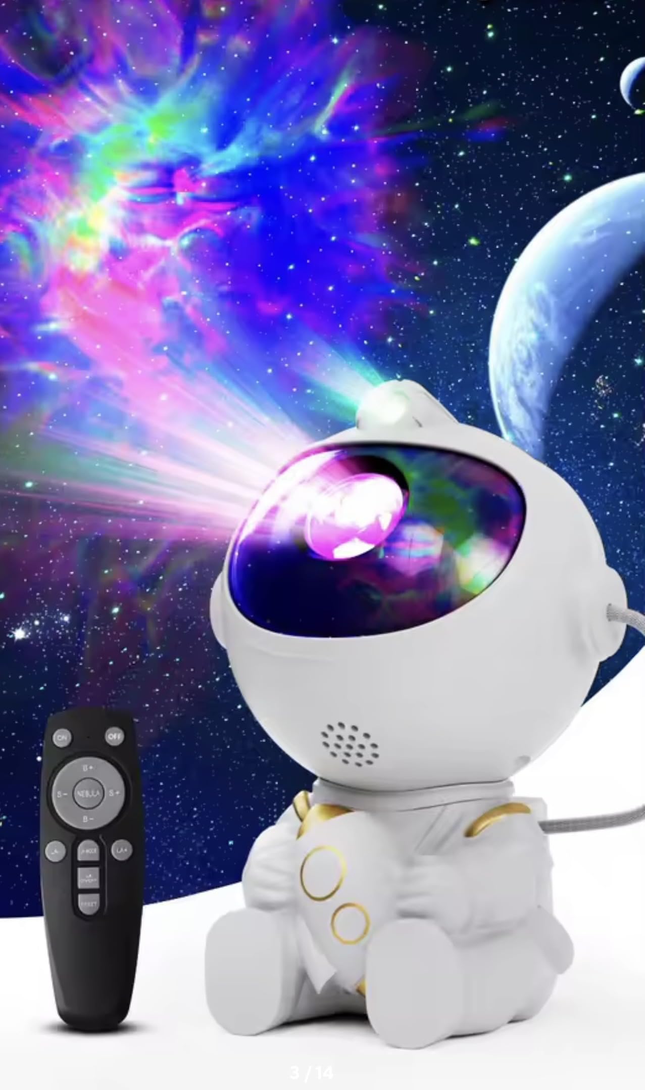 Astronaut Galaxy Projector Starry Night Light Projector, Astronaut Light Projector with Nebula and Remote Control, USB Powered 360° Adjustable Spaceman Projector