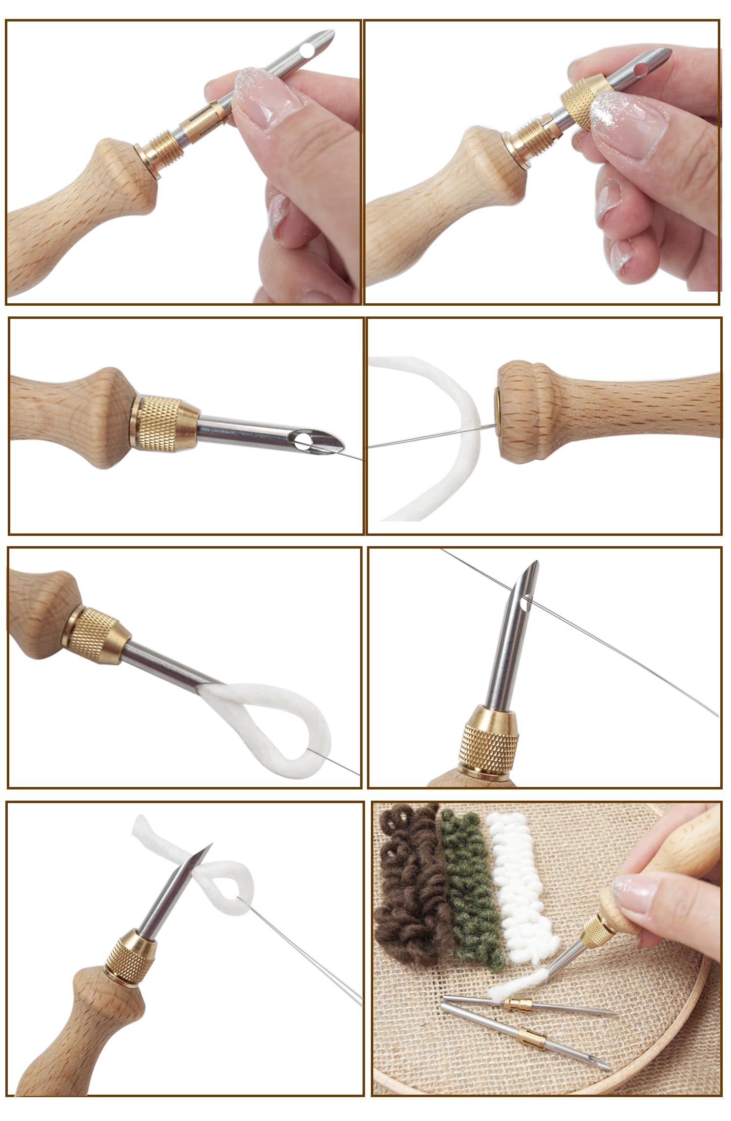 Lampstop Punch Needle Kit 1.6mm-2mm-2.5mm-3.5mm-5mm Metal Tubes Wooden Punch Needle Tool for Beginner Embroidery Floss Cross Stitching