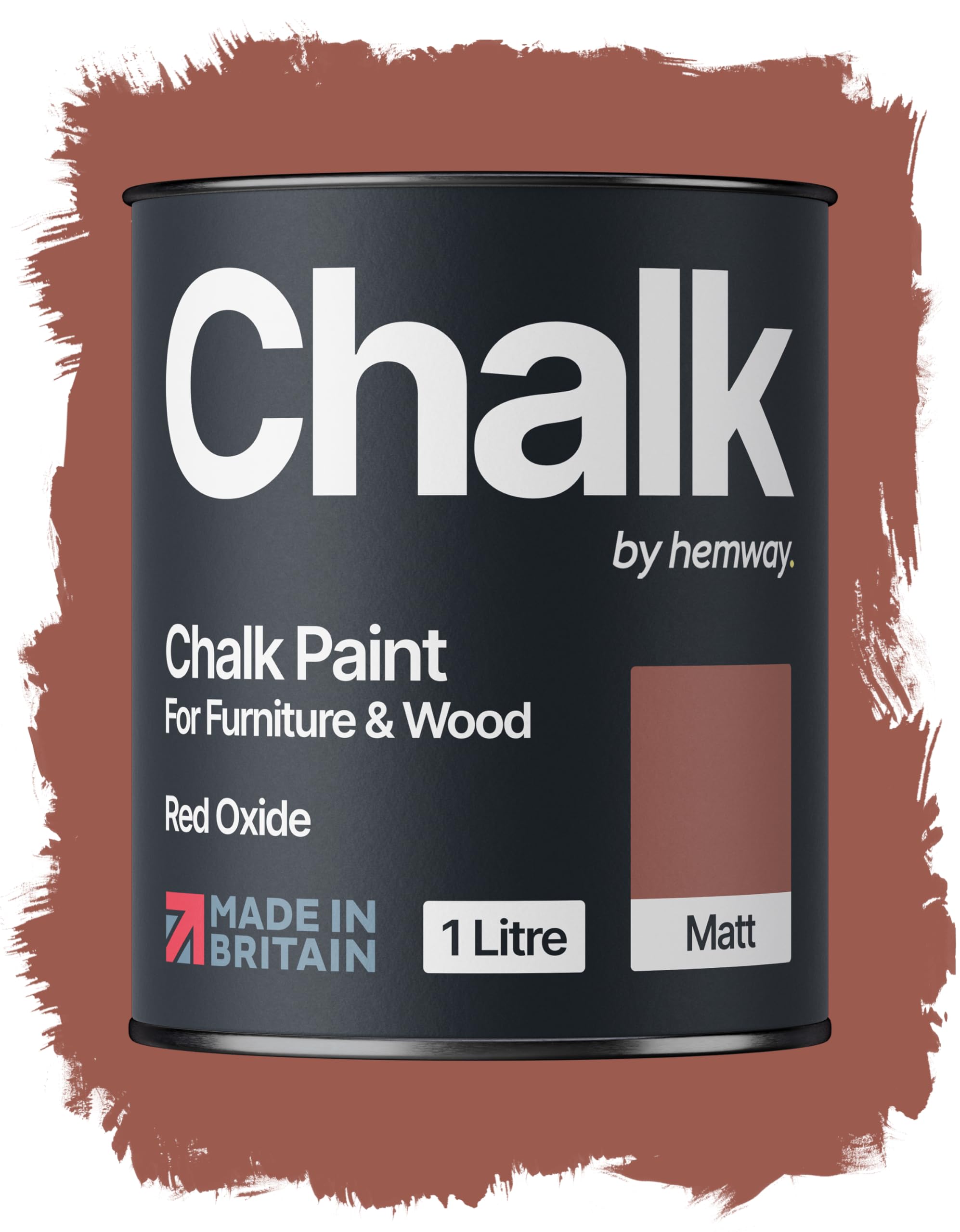 Hemway Chalk Paint Red Oxide Furniture Paint 1L, Matt Finish Shabby Chic, Chalk Furniture & Walls, Quick Dry & 1 Coat