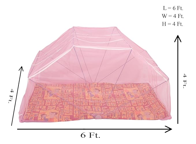 Elegant Mosquito Net Mid Size Bed, 4*6 (Pink)
