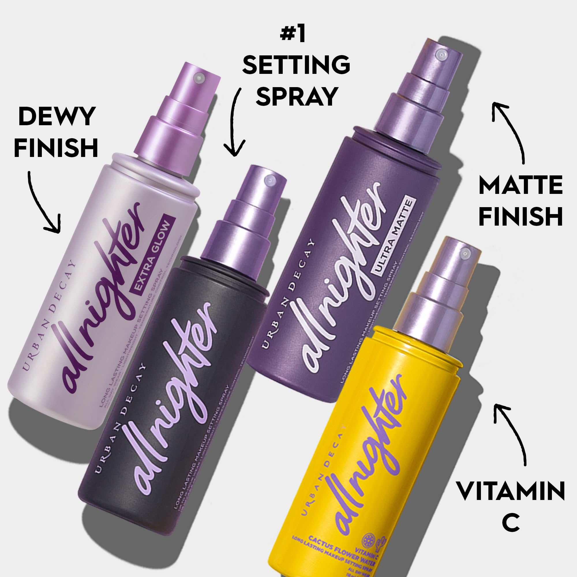 URBAN DECAY All Nighter Vitamin C Hydrating Makeup Setting Spray for Face, Transfer-Resistant, Waterproof, 16 HR Wear, with Vitamin C & Cactus Flower Water, Illuminated Finish, for Dry Skin, Vegan