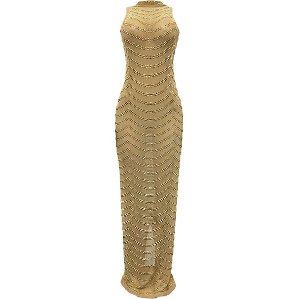 Women Sexy Sequin Dress Cowl Neck Sleeveless Bodycon Evening Party Club  Night Wear Dance Dresses for Women Gold at Amazon Women's Clothing store