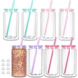 Tswofia 8 Pack Snow Globe Tumbler, 16 Oz Double