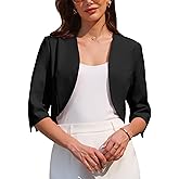Hobemty Women's 3/4 Sleeve Cardigan Open Front 2026 Elegant Cocktail Bolero Shrug for Dress