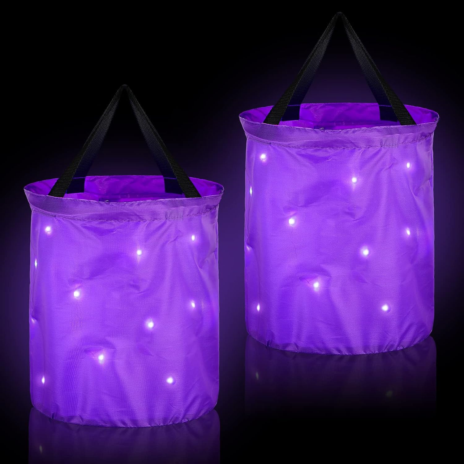 Holiday Décor Storage - Shappy 2 Pieces LED Light Halloween Candy Bags Light up Halloween Party Bags Multipurpose Reusable Halloween Bucket Trick or Treat Bags for Kids Halloween Party Supplies Favors (Purple)