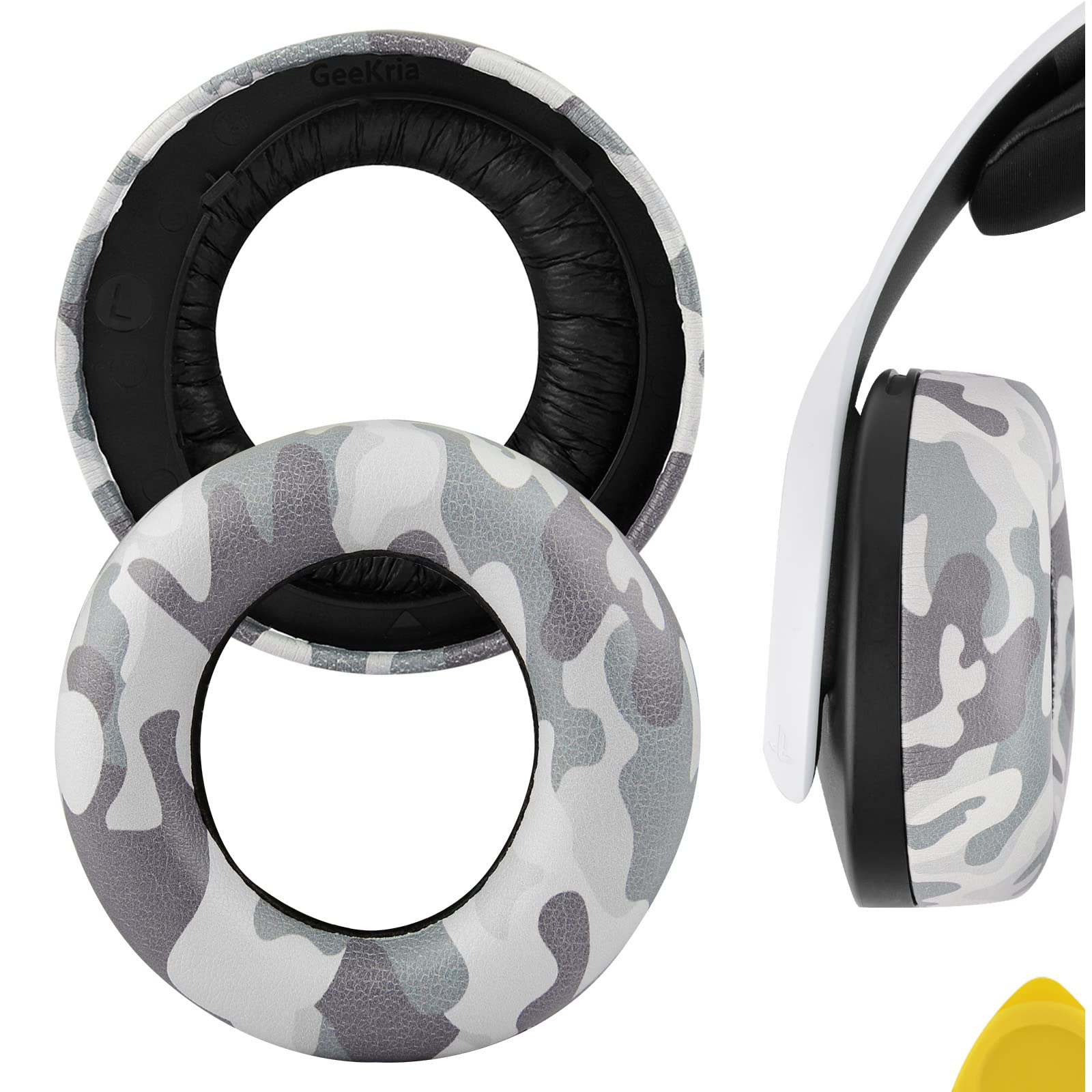 Geekria Replacement Ear Pads Compatible with Sony PlayStation 5 PULSE 3D, PS5 Wireless Headphones, Ear Cushions (Camo)