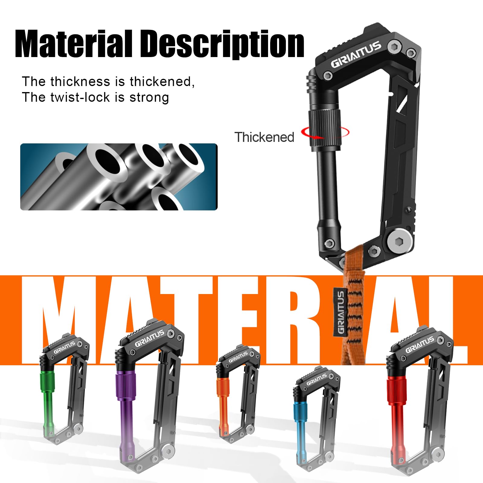 8en1 Karabiner Multitool mit Taschenmesser Säge Seilschneider Schraubendreher Dosen Flaschenöffner Lineal Klappmesser Geschenke für Männer Camping Zubehör Wandern (Schwarz) 7