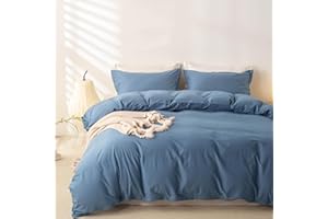 OAITE 100% Brushed Cotton Duvet Cover Queen Size Soft Breathable Durable Bedding with Zipper Closure - 3 Pieces Plain Simple 