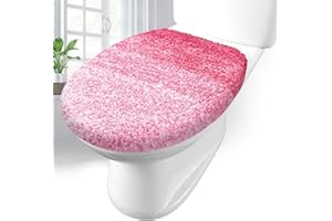 Arotive Soft Microfiber Bathroom Toilet Lid Cover, Machine Washable Seat Covers, 17.5 x 15, Stays in Place Rubber Backing, Fits Most Round, Elongated and Oblong Lids, Accessories Decor, Pink