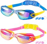 COOLOO Kids Swimming Goggles 2 Pack Anti-Fog UV Waterproof No Leaking