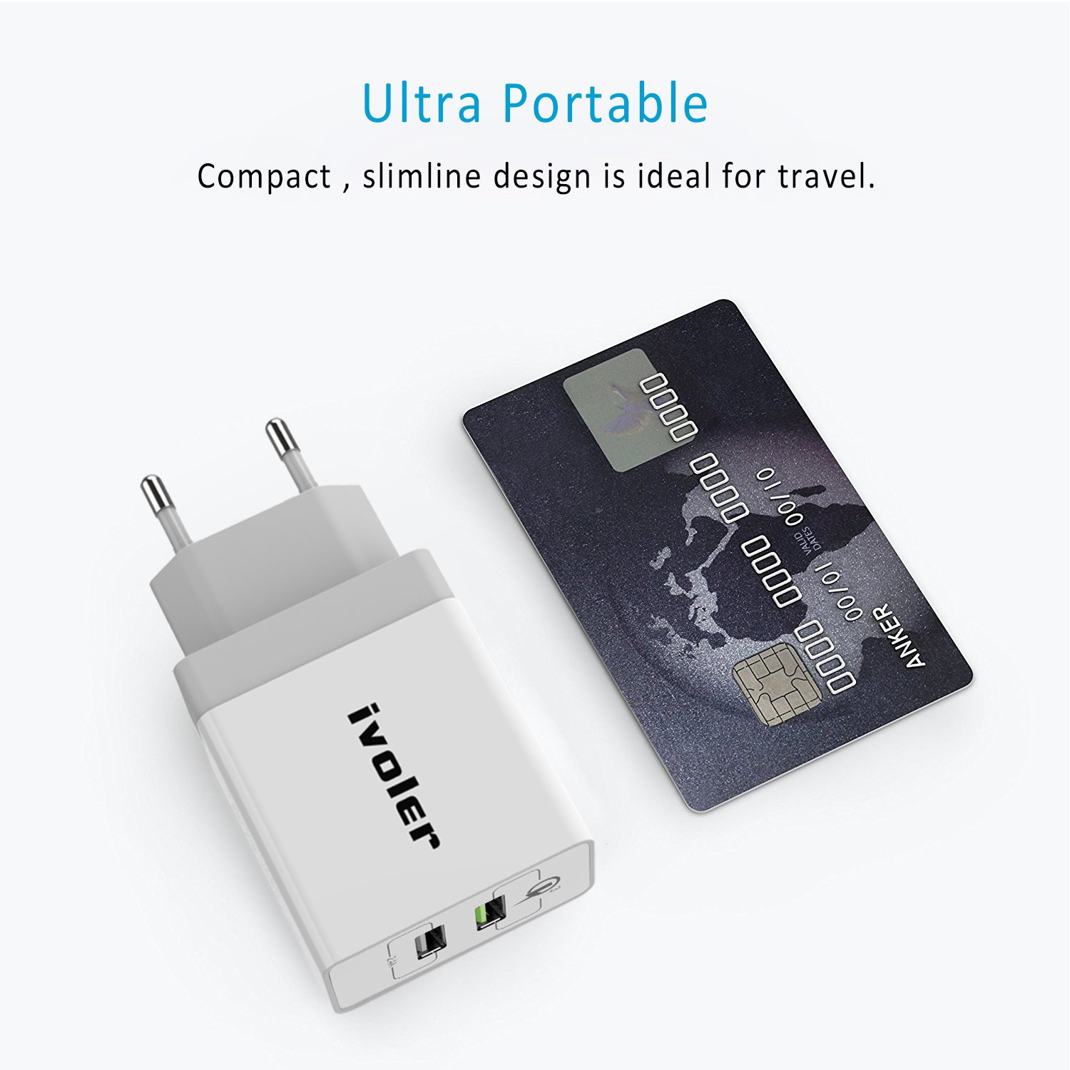 iVoler Quick Charge 3.0 USB C 30W 2-Port USB Wand Ladegerät [QC 3.0 + Qsmart Port 5V /2.4A] Reise Adapter Ladeadapter Charger Ladestecker Netzteil mit 2-in-1 Micro USB & Type C Kabel für Samsung Galaxy S9/S9+/S8/S8+/S7/S7 Edge/S6/S6 Edge/Ed