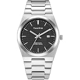 Casotime Men's Quartz Watch with Date Display,Waffle Dial,Gift for Men | Stainless Steel Case, Luminous Hands, 3ATM Water Resistant, Perfect For Business, Daily Wear And Special Occasions