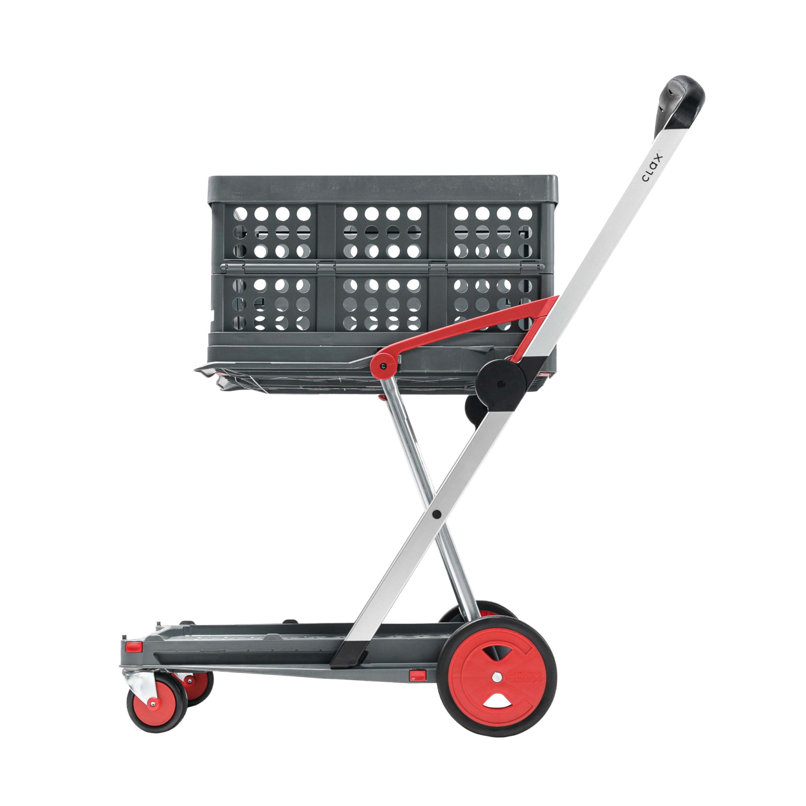 CLAX® Transport Folding Trolley (red Edition) | Platform Trolley | Storage Trolley | Shopping Trolly | including folding crate | red