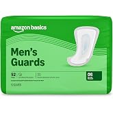 Amazon Basics Men's Incontinence Guards, Maximum Absorbency, 52 Count, (1 Pack of 52), Packaging May Vary