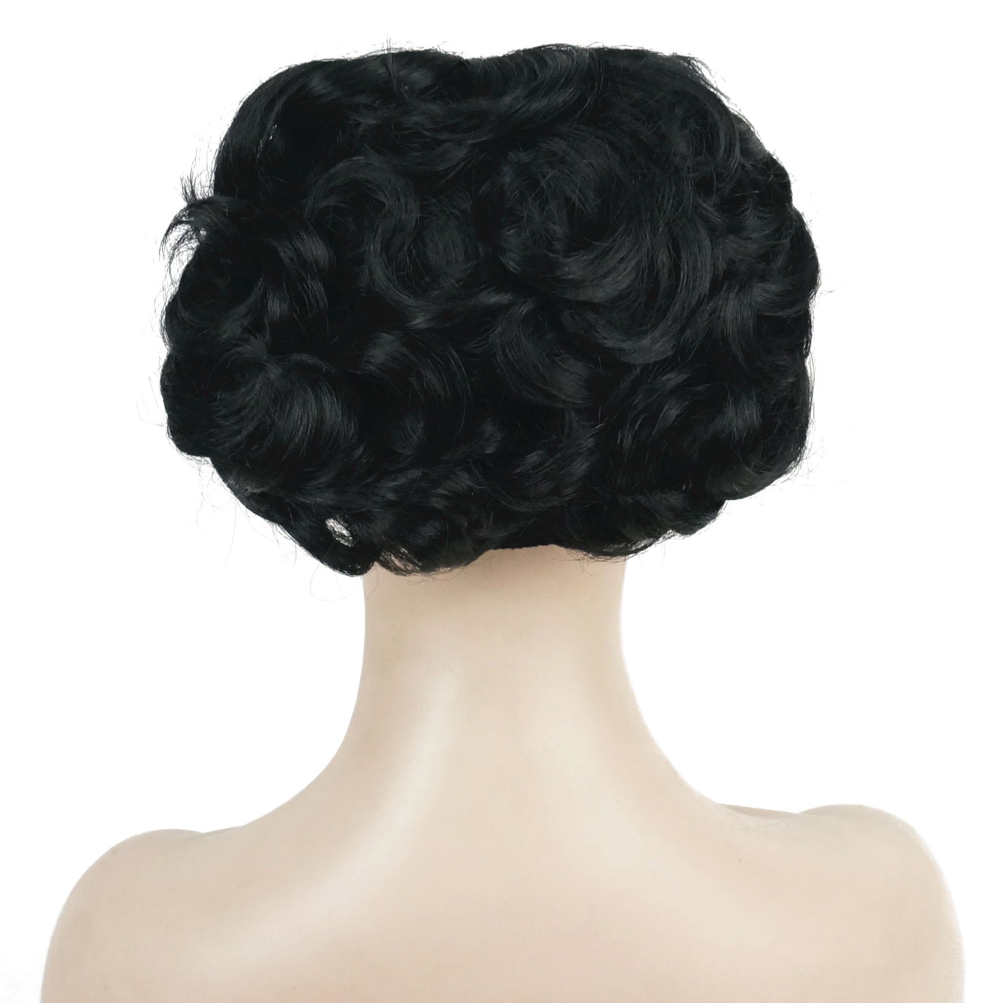 Lydell Short Messy Curly Dish Hair Bun Extension Stretch hair Combs Clip in Ponytail Extension (1B)