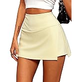 ELLEVEN Y2K Mini Skort with Sexy Side Slits - Women's Stylish Bodycon Skirt with Built-in Shorts & Pocket