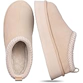 FITORY Womens Platform Slippers, Suede Ankle Boots with Fleece-lined for Indoor Outdoors Size 6-11