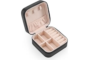 XZUZ Small Travel Jewelry Boxes, Portable Jewelry Organizer Display Storage boxes for earrings, rings, necklaces, jewelry boxes for women. (Black).