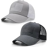 HAFOUXIGM 2 Packs American Flag Trucker Hat, Adjustable Mesh Snapback USA Flag Baseball Caps for Men Women