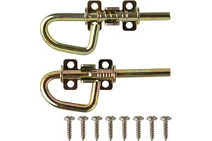 SANKINS Loop Style Spring Locking Barrel Bolts Door Latch Hardware for Sheds, Gates, Barn Doors, Wooden Window, Chicken Coops - 1 Pair Includes 8 Screws