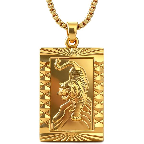 Amazon.com: Fusamk Fashion 18K Gold Plated Dragon Dog Tag Pendant