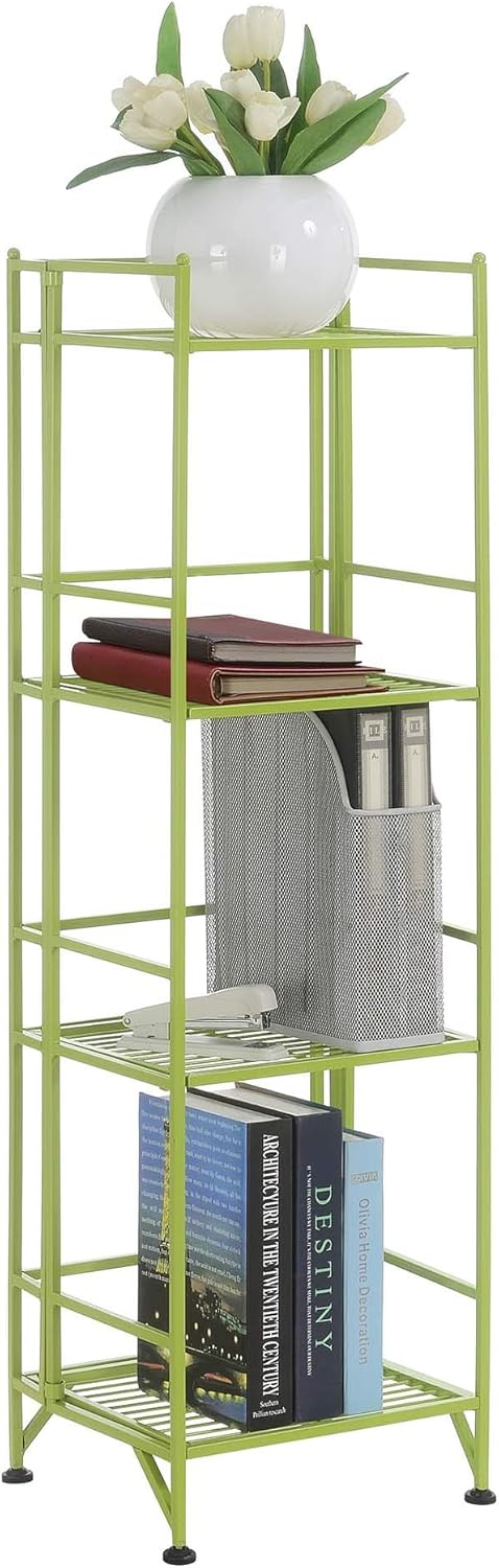 Convenience Concepts Xtra Storage 5 Tier Folding Metal Shelf, White: Furniture & Decor