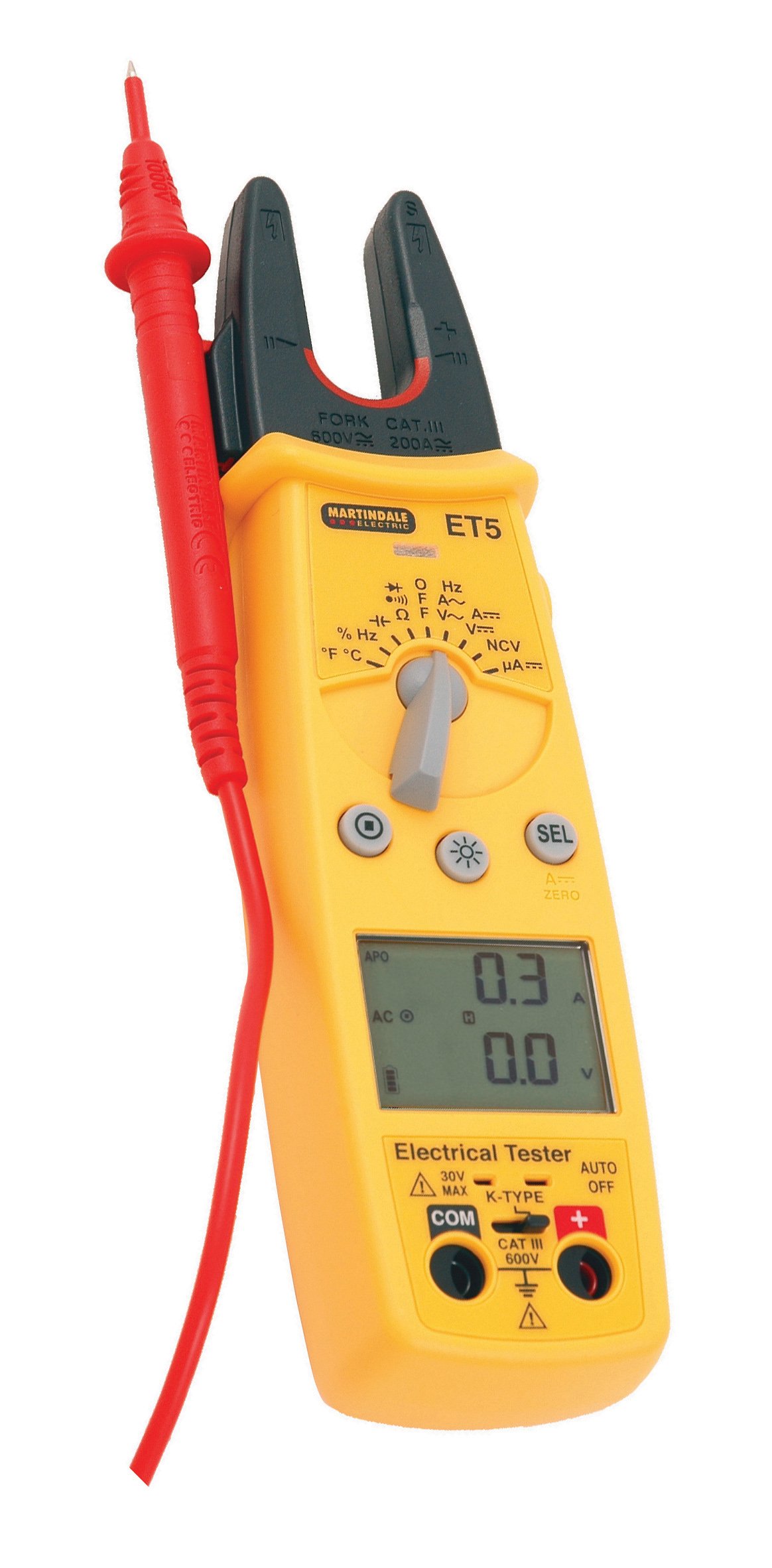 Martindale ET5 AC/DC Dual Display Electrical Tester for Voltage/Current/Resistance/Capacitance and Temperature