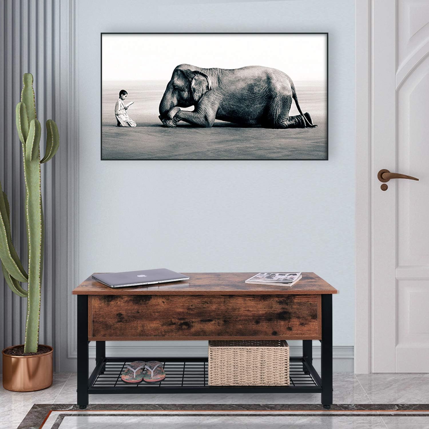 Industrial Storage Bench, Entryway Lift Top Shoe Storage Bench in Dining Room, Hallway, Living Room Metal Frame: Kitchen & Dining