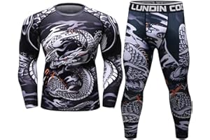 Cody Lundin Men's Compression Long-Sleeved T-Shirt Trousers Athletic Base Layer Cool Dry Workout Fitness Set Slim Body Shaper