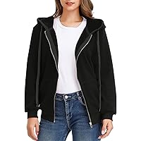 Jasambac Women's Fleece Lined Zip Up Hoodie Winter Thick Sweatshirt Jacket Coat