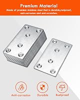 Gorffy 10pcs Flat Brackets 80x40mm Stainless Steel Wood Joining Plates Mending view 3