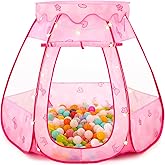 Baby Ball Pit for Toddler: with Star Lights - Pop Up Princess Play Tent for Kids - Indoor Outdoor Baby Girl Toys Birthday Gifts - NO Balls (Dreamy Pink Tent)
