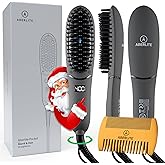 Aberlite Pocket - Compact Beard Straightener for Men - Ionic & Anti-Scald Technology - Beard Straightening Heat Brush Comb Io