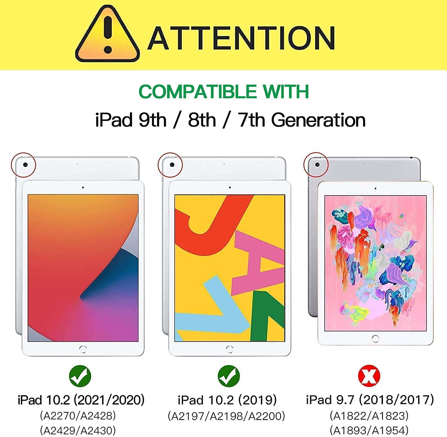 Case for iPad 9th Generation/iPad 8th Generation/iPad 7th Generation (10.2 Inch, 2021/2020/2019 Model), Slim Heavy Duty Shockproof Rugged Protective Case for iPad 10.2 inch, Black