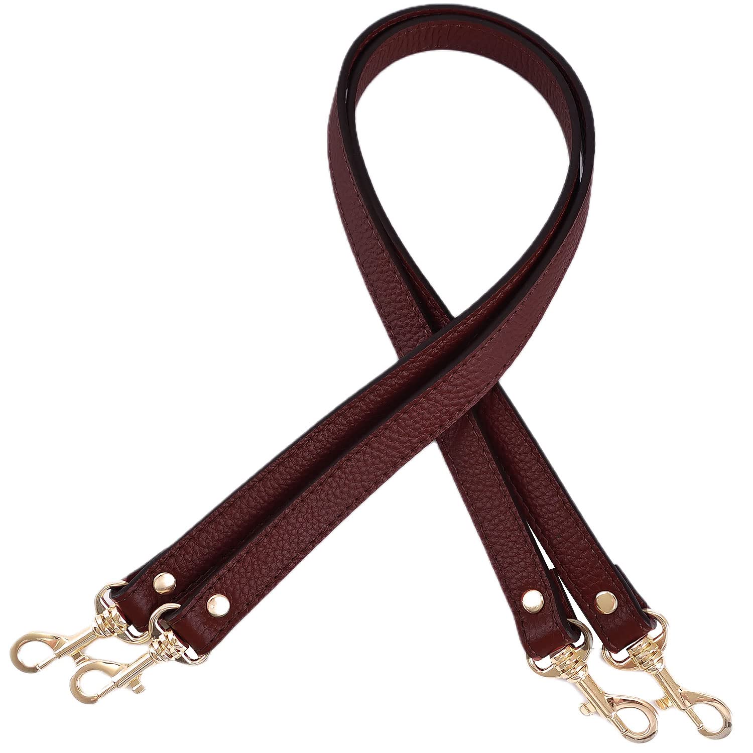 VanEnjoy Pair Full Grain Leather Replacement Strap For Handbags Purse Bags-26“Long,0.71"Wide, Brownish Red, 26"