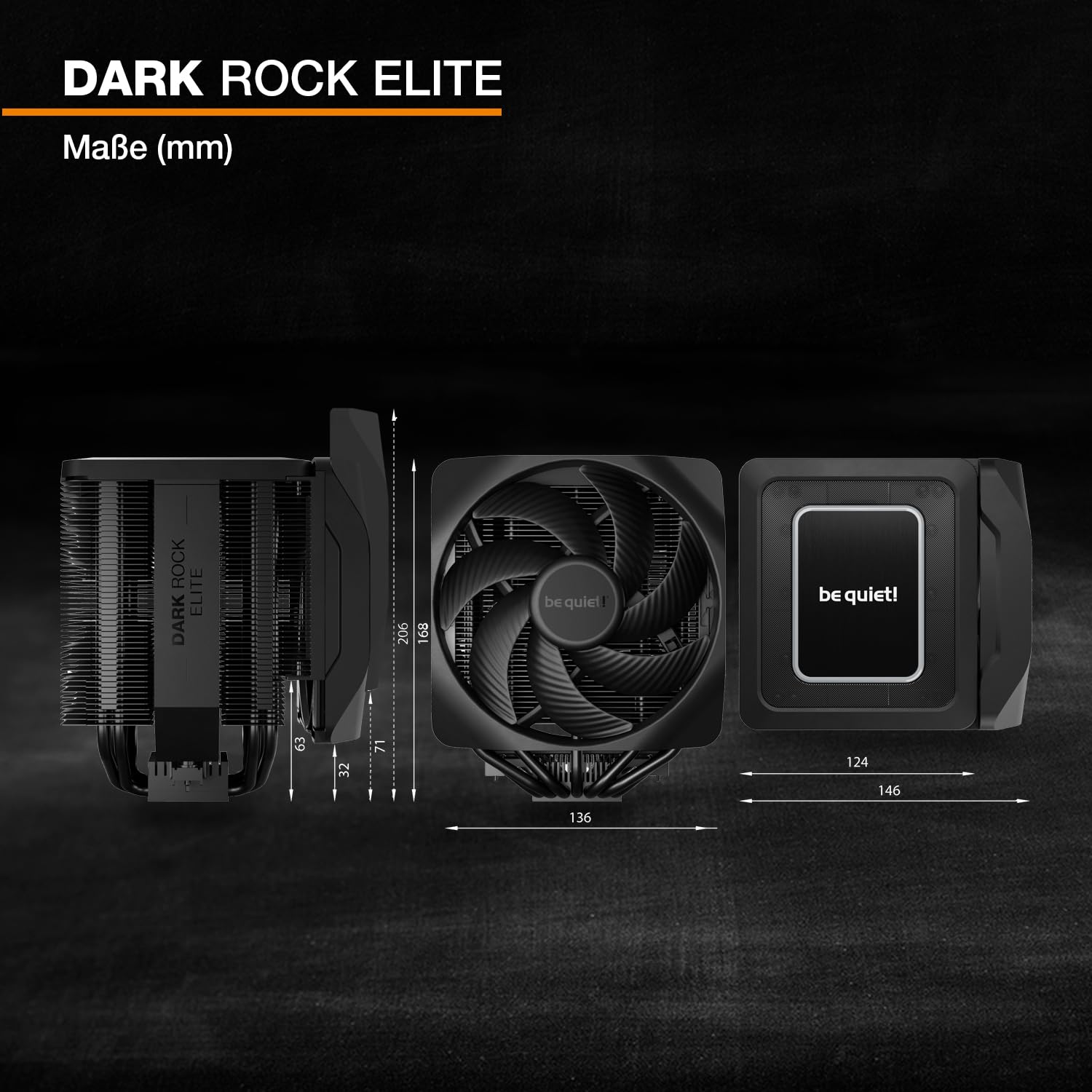 be quiet! Dark Rock Elite Luftkühler, 2x Silent Wings 135mm PWM Lüfter, Speed Switch mit 2 Modi, Hochleistungs-Heatpipes, Frontlüfter-Montagesystem, erhöhte RAM-Kompatibilität, ARGB LEDs, BK038 7